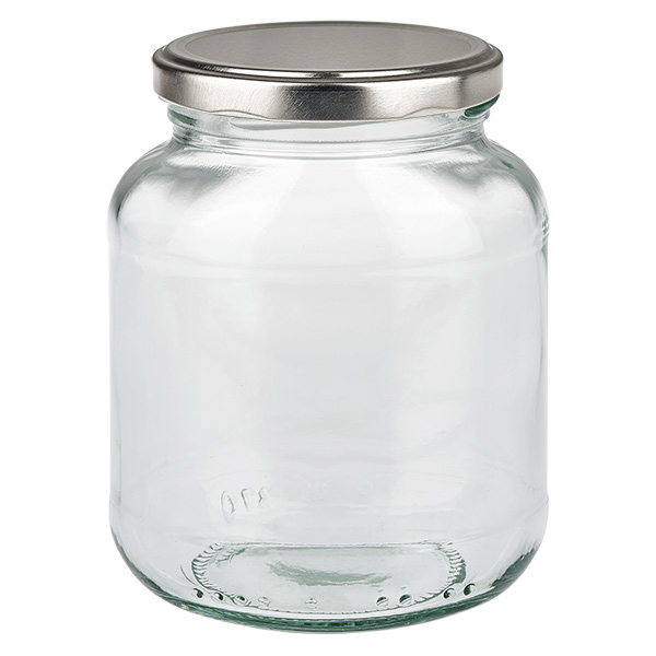 370ml ov&#225;ln&#225; sklen&#283;n&#225; n&#225;doba s v&#237;&#269;kem BasicSeal st&#345;&#237;brn&#225; UNiTWIST.