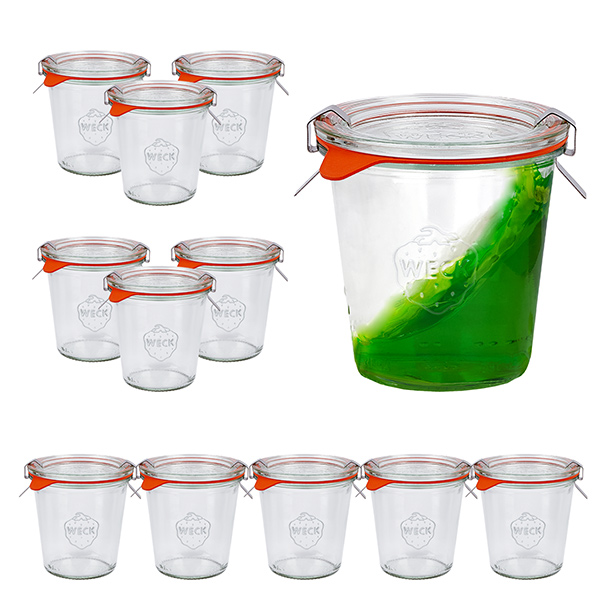 Sada 12 zavařovacích sklenic Weck o objemu 290 ml, výška 1/5 l.