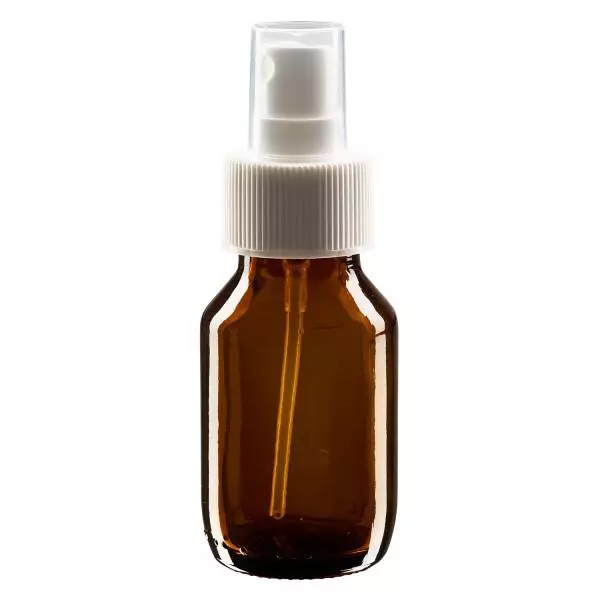 50ml lahvička na léky hnědá, s rozprašovačem s pumpičkou bílá ApoGlas 50ml lahvička na léky hnědá, s rozprašovačem s pumpičkou bílá ApoGlas