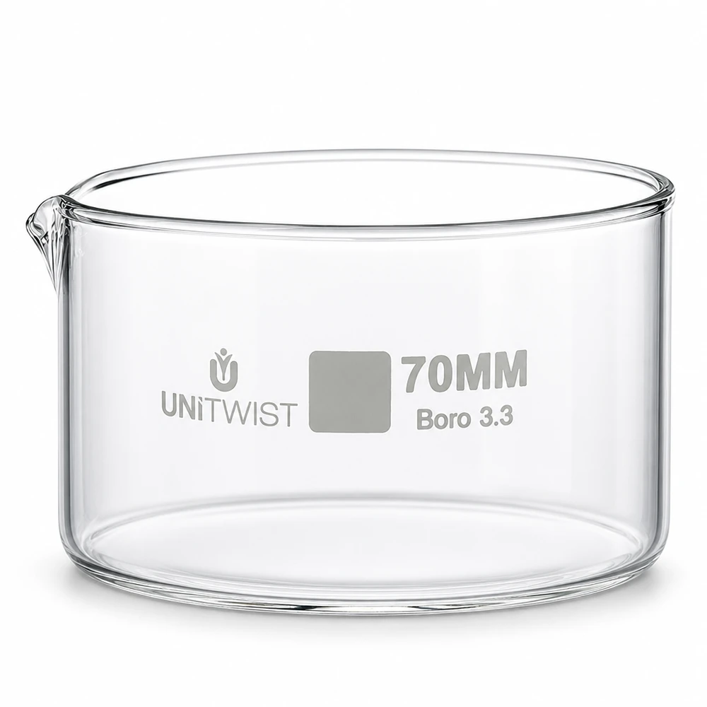 Kristallisierschale Borosilikatglas zylindrisch 70mm Laborbedarf chemiebeständig UNiTWIST