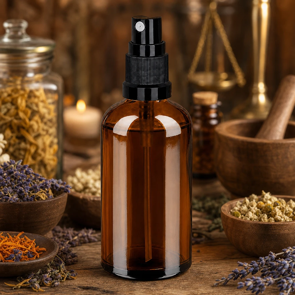 100ml láhev s rozprašovačem černá standardní uzávěr BrownLine UT18/100 Handliche 100ml Pumpsprühflasche aus lichtgeschütztem Braunglas für DIY Kosmetikherstellung