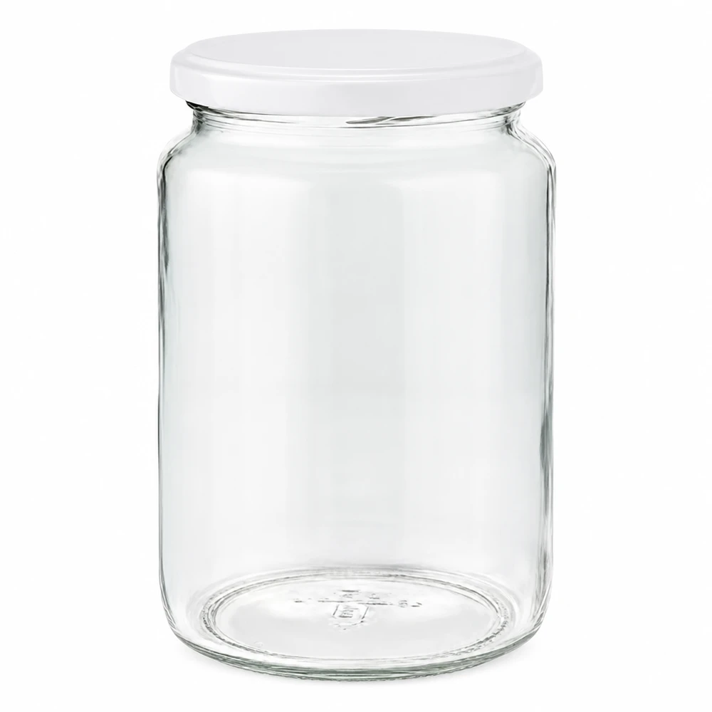 795ml kulatá sklenice s víčkem BasicSeal bílá UNiTWIST 795ml Rundglas mit weißem BasicSeal Deckel UNiTWIST - leeres Einmachglas aus klarem Glas für Aufbewahrung