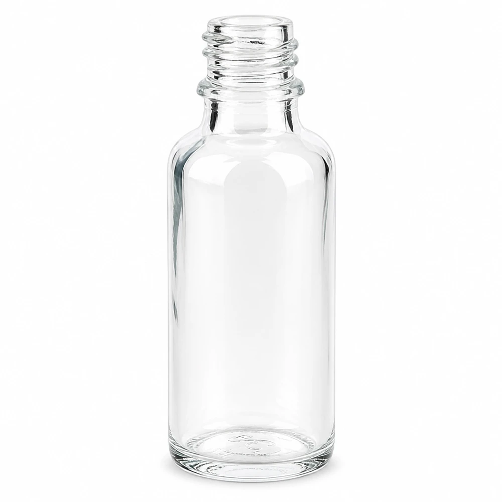 Kompakte 30ml Glasflasche ApoGlas in klassischer Apothekerform für präzise Dosierung