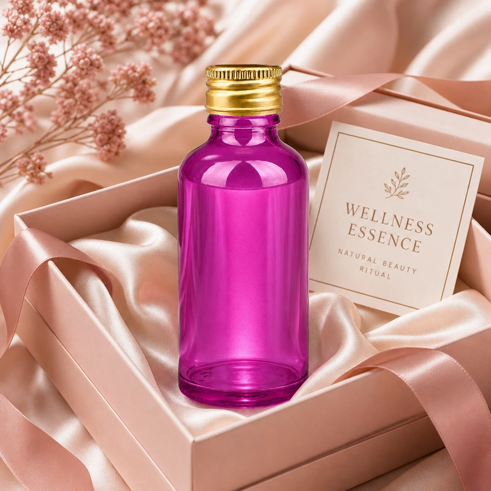 Professionelle Kosmetikflasche 50ml in Purple mit präzisem 11mm Verschlusssystem für Qualitätsprodukte