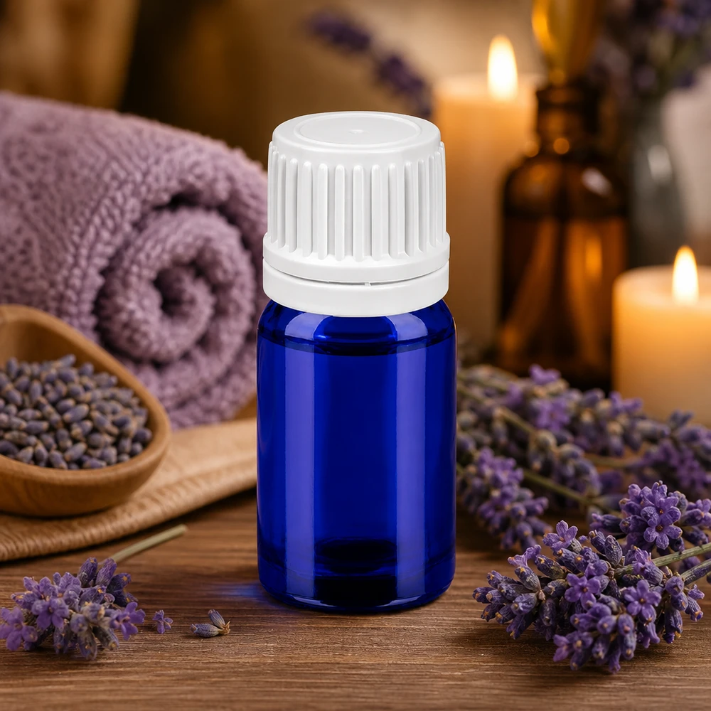 5ml láhev 11mm šroubovací uzávěr bílý uzávěr s ochranou proti manipulaci BlueLine UT18/5 Praktische 5ml Glasflasche mit Tropfverschluss in Blau-Weiß für mobile Anwendung