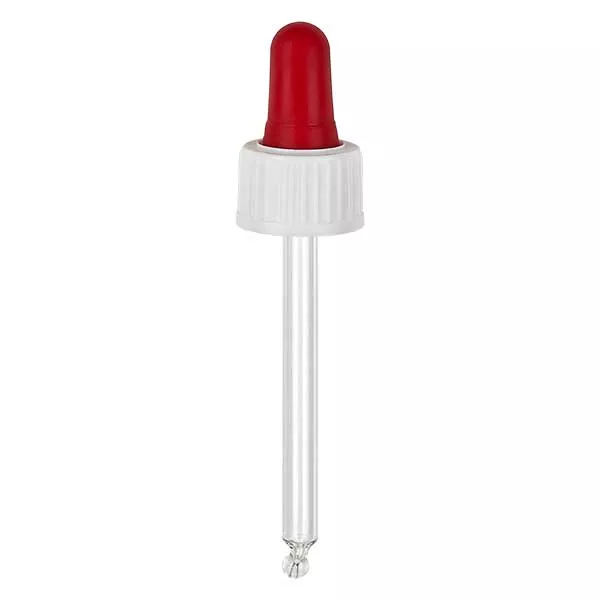Skleněná kapací pipeta bílá/červená 18mm PL66 standardní Skleněná kapací pipeta bílá/červená 18mm PL66 standardní