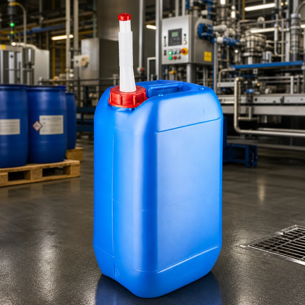 Kanystr 15 litrů modrý s výpustným potrubím Flex Stapelbarer Flüssigkeitskanister 15 Liter blau mit Ausgießhilfe für sichere Dosierung