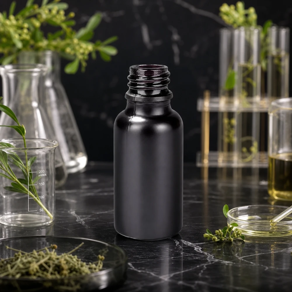 20ml dávkovací láhev BlackLine UT18/20 UNiTWIST Hochglanz schwarze Apothekerflasche 20ml mit präzisem UNiTWIST Gewinde für sicheren Verschluss