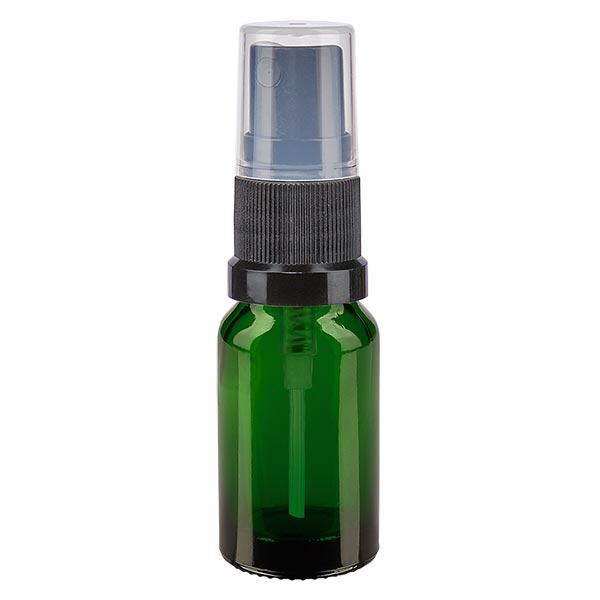Lékárenská lahvička zelená 10ml s rozprašovačem černá Lékárenská lahvička zelená 10ml s rozprašovačem černá