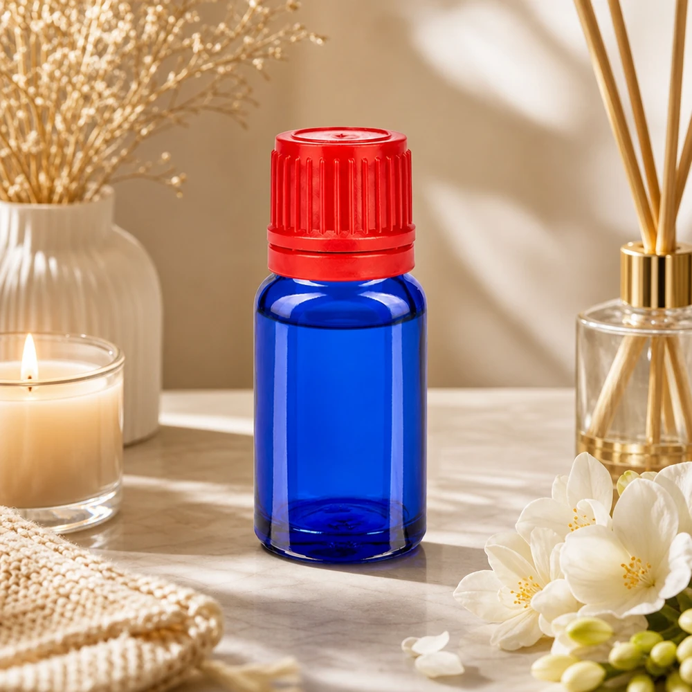 Handliche 10ml Mischflasche blau rot für DIY Kosmetik und selbstgemachte Naturprodukte