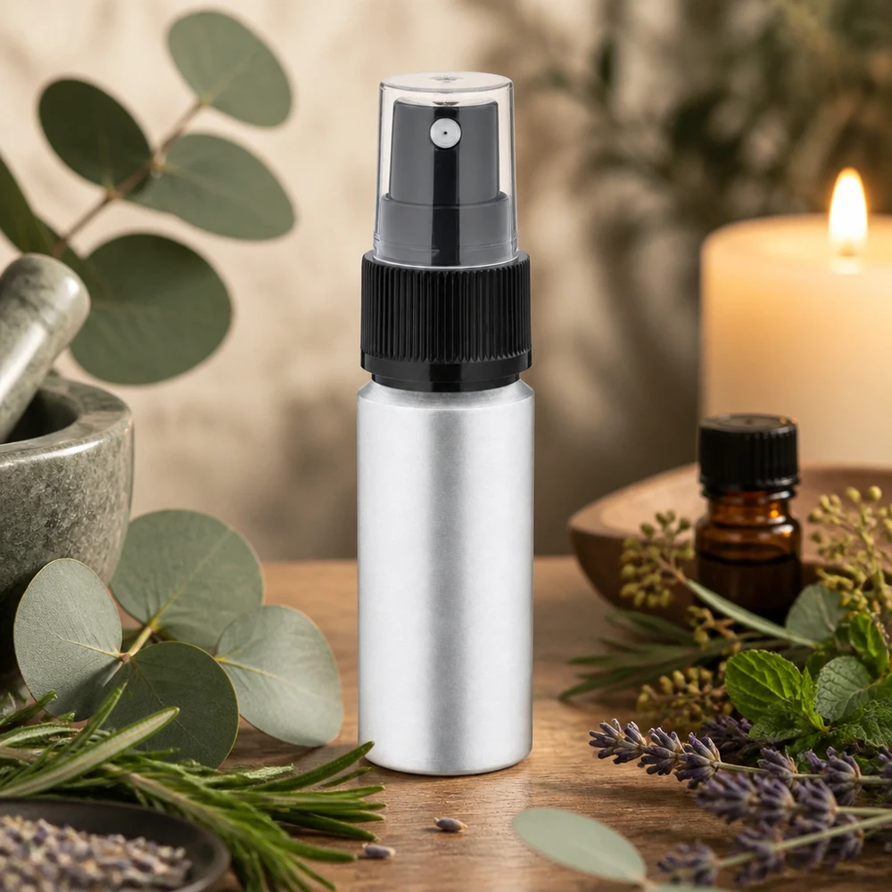 Umweltfreundliche 20ml Metallflasche mit Zerstäuber als nachhaltige Verpackungslösung