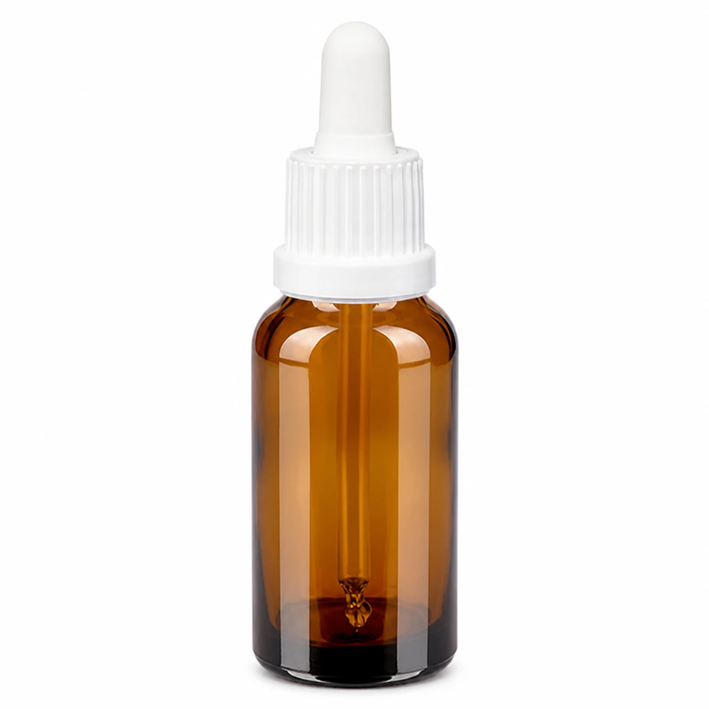 20ml pipetovací láhev bílá s uzávěrem s ochranou proti manipulaci BrownLine UT18/20 20ml Glasflasche mit Pipette in Braun - perfekt für Seren und konzentrierte Wirkstoffe