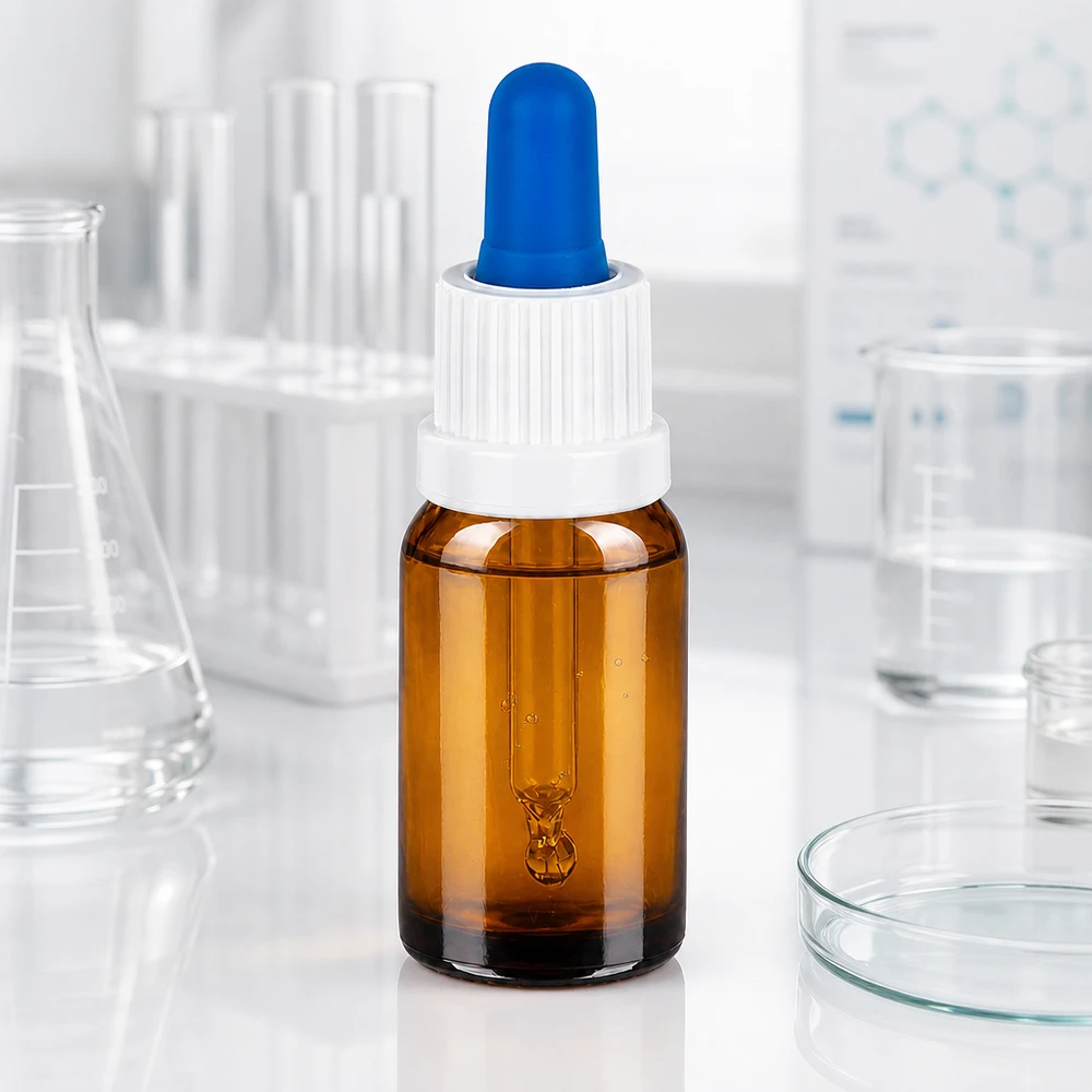 Kompakte 10ml BrownLine Tropfflasche mit blauer Spitze für mobile Anwendungen und Reisen
