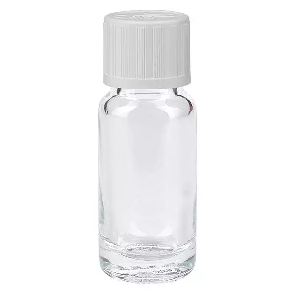Lékárenská lahvička čirá 10ml kapátko uzávěr bílý standard odolný proti otevření dětmi. Lékárenská lahvička čirá 10ml kapátko uzávěr bílý standard odolný proti otevření dětmi.