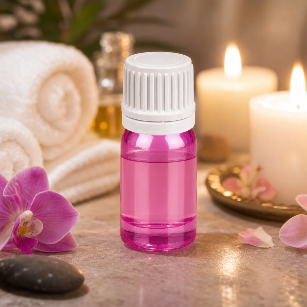 Violette Glasflasche mit weißem Schraubverschluss 5ml ideal für Reisegrößen und Parfümproben