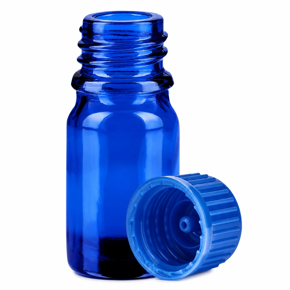 5ml láhev 11mm šroubovací uzávěr modrý Standard BlueLine UT18/5 Professional 5ml Glasflasche in Kobaltblau mit 11mm Standard-Gewinde für Laborgebrauch
