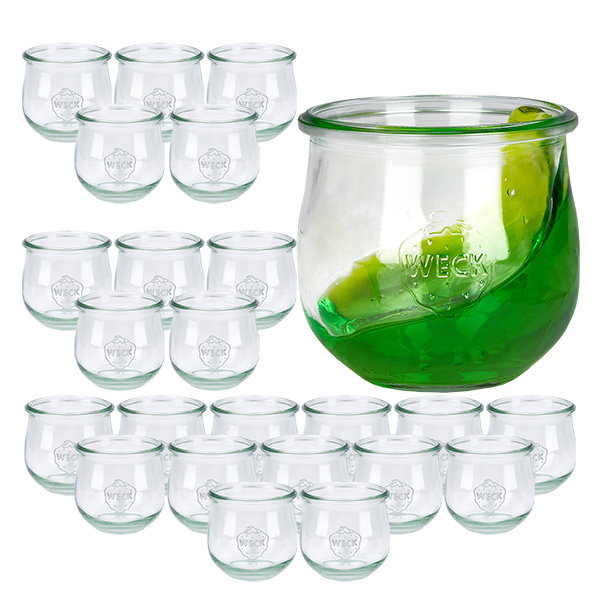 Sada 24 sklenic Weck 370ml tulipánová sklenice se skleněným víčkem. Sada 24 sklenic Weck 370ml tulipánová sklenice se skleněným víčkem.