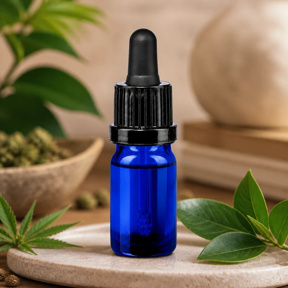 5ml pipetovací láhev černá s tamper-evidentním uzávěrem BlueLine UT18/5 Apothekerflasche 5ml aus getöntem Glas mit Tropfer für Seren OV BlueLine UT18/5