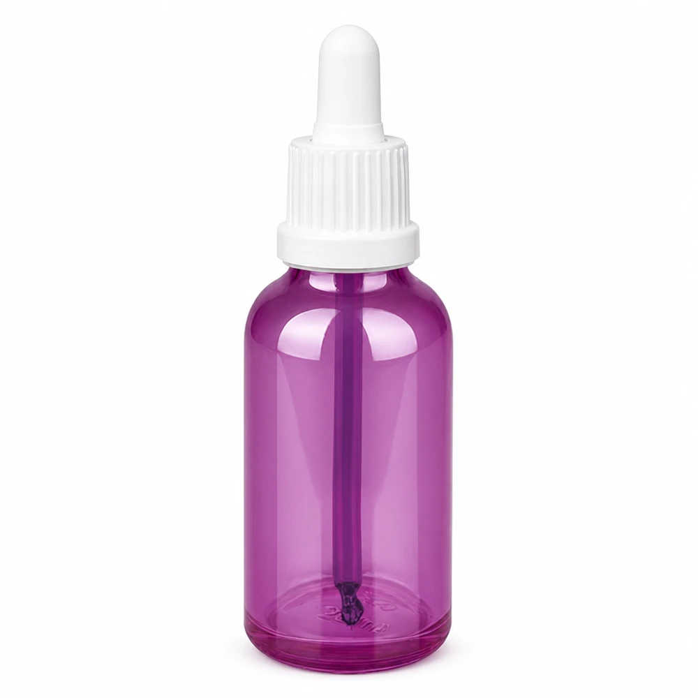 PurpleLine Pipettenflasche 30ml transparent lila perfekt für DIY Kosmetik und Aromatherapie