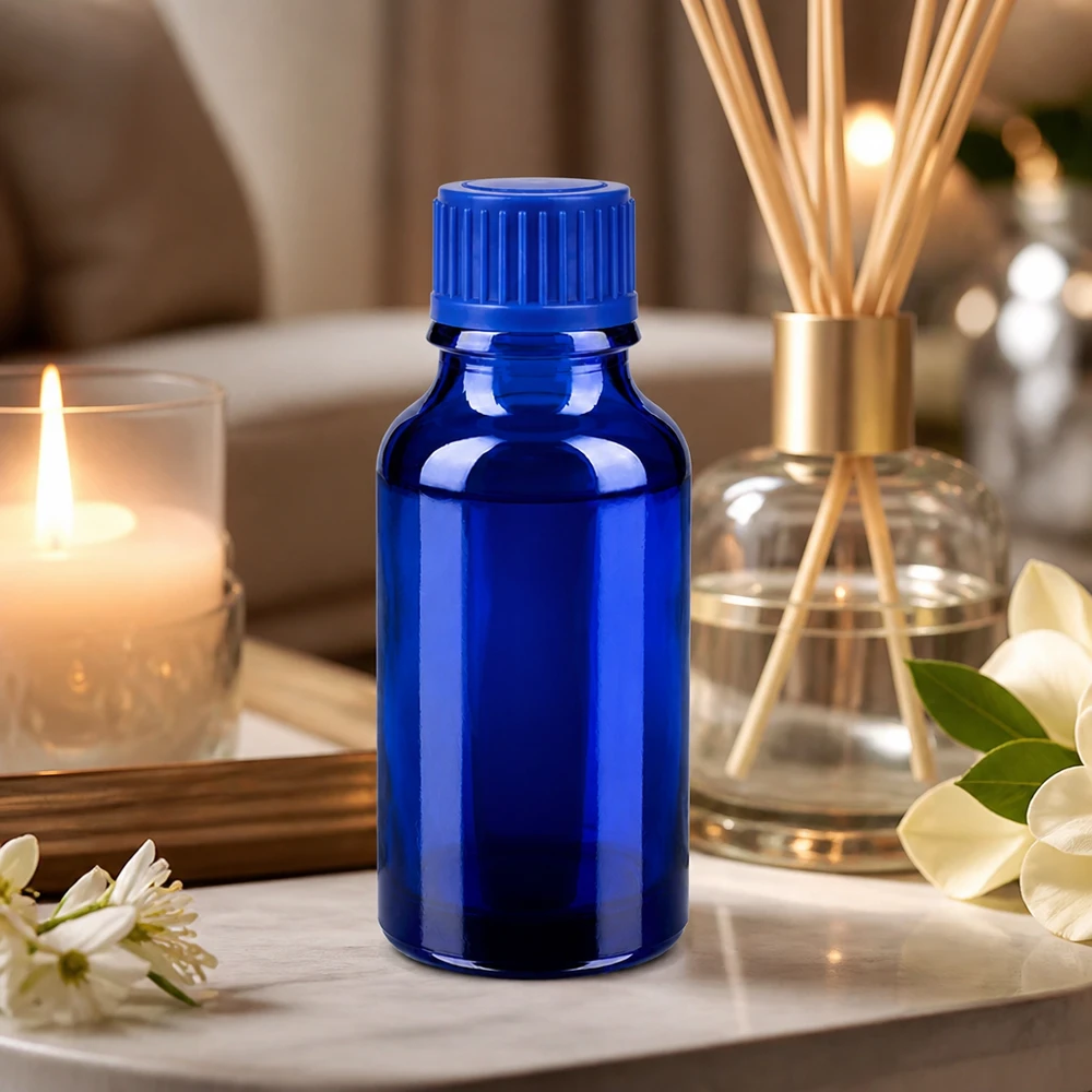 Vielseitige 20ml Glasflasche in kräftigem Blau ideal für DIY-Projekte und Mischungen