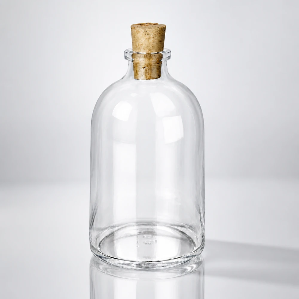 Lahvička z čirého skla 100ml se zátkou 11/14mm Vintage Glasflasche 100ml mit Korkstopfen 11/14mm für Deko und Aufbewahrung