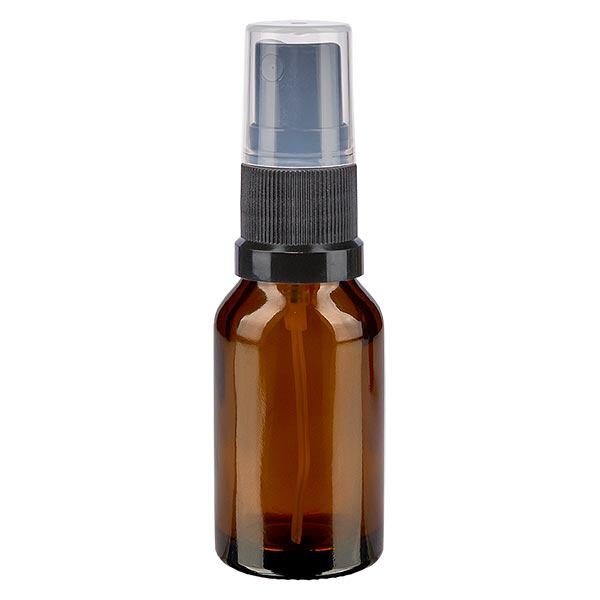 Lékárenská lahvička hnědá 30ml s rozprašovacím víčkem černá Lékárenská lahvička hnědá 30ml s rozprašovacím víčkem černá