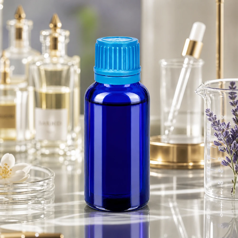 30ml láhev 11mm šroubovací uzávěr modrý s pojistkou proti manipulaci BlueLine UT18/30 Praktische 30ml Flasche mit ergonomischem Verschluss für einfache Handhabung und Dosierung