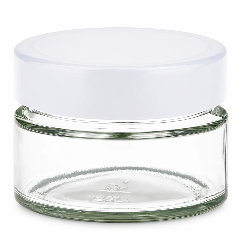 130ml kulatá sklenice + víčko BasicSeal bílé UNiTWIST 130ml Rundglas mit weißem BasicSeal Deckel UNiTWIST - leeres Glasgefäß mit Schraubverschluss für Aufbewahrung