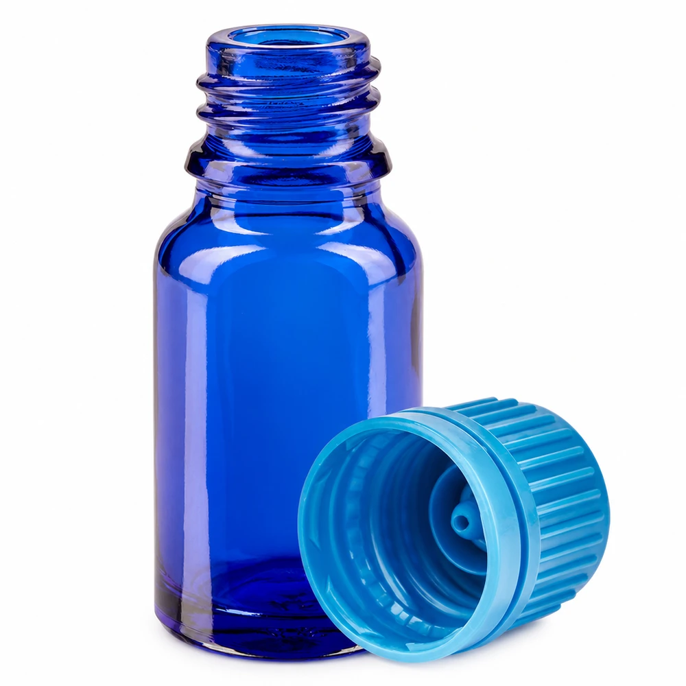UV-Schutz Glasflasche 10ml in Blau schützt lichtempfindliche Inhaltsstoffe optimal