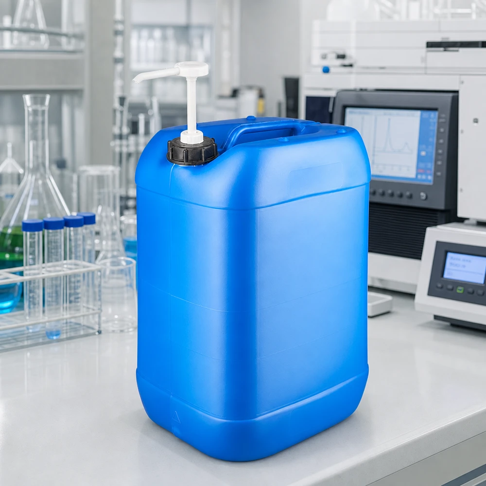 Kanystr 25 litrů modrý s dávkovacím čerpadlem Lebensmittelechter blauer Kunststoffkanister 25 Liter mit Pumpenaufsatz für präzise Dosierung