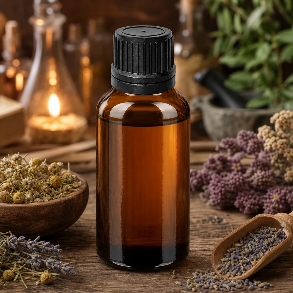 Praktische 30ml Glasflasche BrownLine mit ergonomischem schwarzen Tropfverschluss für den Hausgebrauch