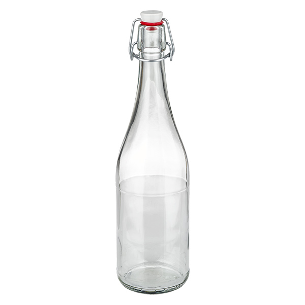 750ml Glasflasche mit Bügelverschluss PVC UNiTWIST transparent leer stehend Produktfoto