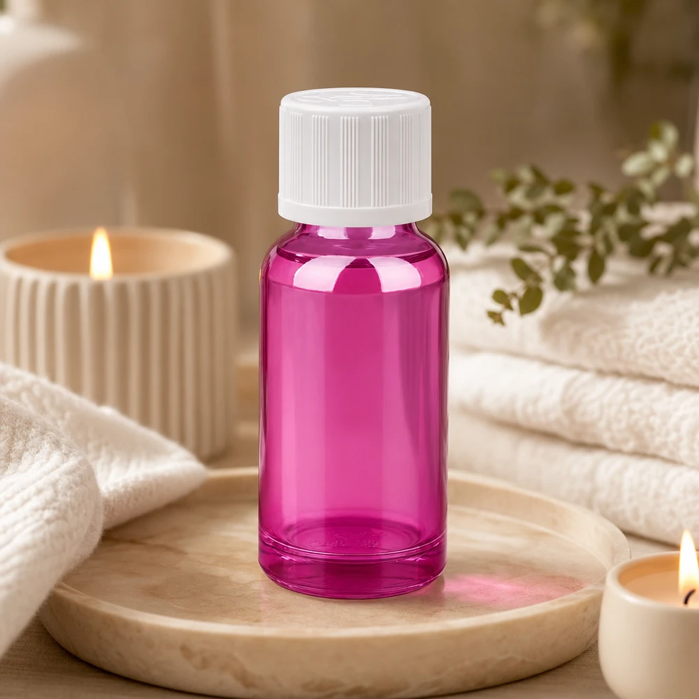 20ml Präzisions-Tropfflasche in brillantem Magenta mit optimaler Griffigkeit dank strukturiertem Deckel