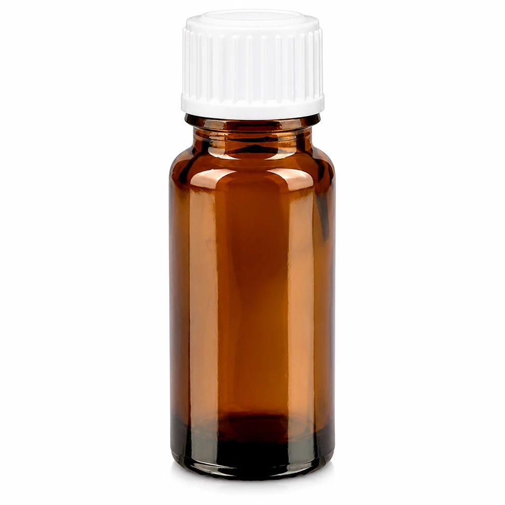 Lékárenská lahvička hnědá 10ml kapátko bílé 0,8mm standardní Kompakte Tropfflasche ApoGlas 10ml braun mit weißem STD-Verschluss für Laboranwendungen