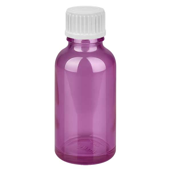 Lahvi&#269;ka o objemu 30 ml (globule). Nal&#233;vac&#237; krou&#382;ek 3 mm b&#237;l&#253; Standard PurpleLine. UT18/30