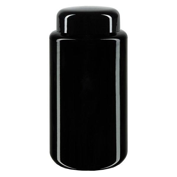 Sklenice s širokým hrdlem z fialového skla 200ml, s černým víčkem Sklenice s širokým hrdlem z fialového skla 200ml, s černým víčkem