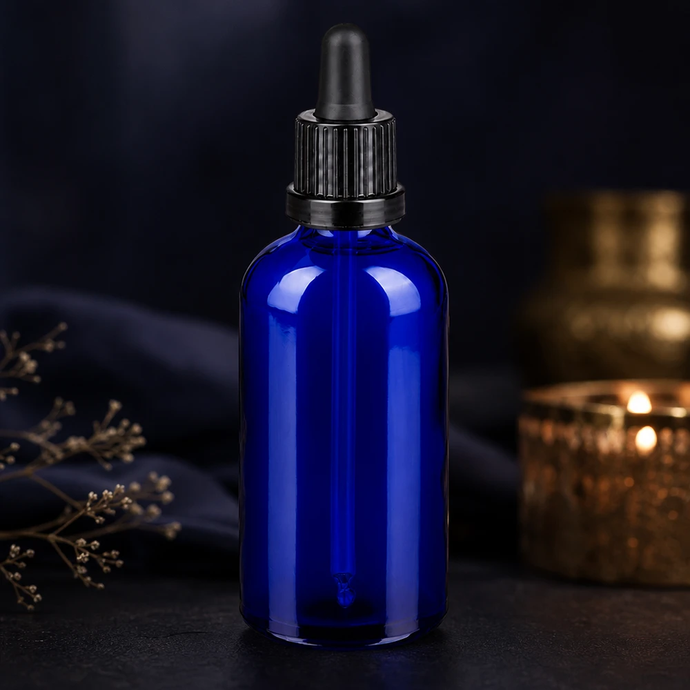 100ml pipetovací láhev černá s uzávěrem proti neoprávněné manipulaci BlueLine UT18/100 Professionelle Apothekerflasche 100ml in Blau mit präzisem Dosieraufsatz für Wirkstoffe
