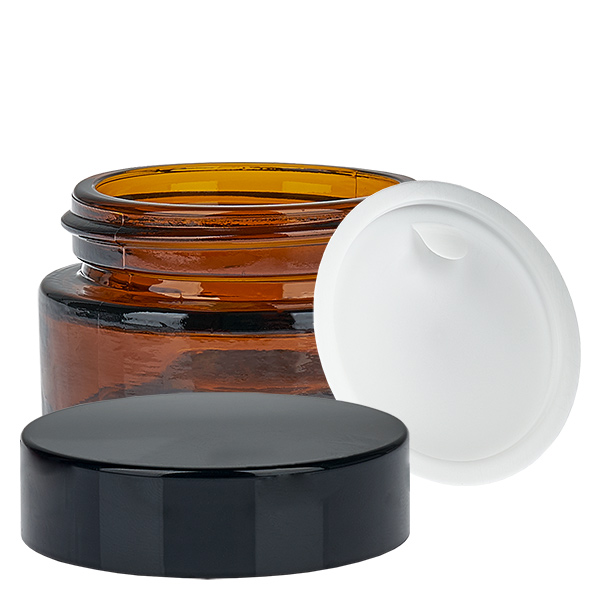 Skleněná dóza 20 ml hnědá s vkládacím víčkem UNiTWIST. Skleněná dóza 20 ml hnědá s vkládacím víčkem UNiTWIST.