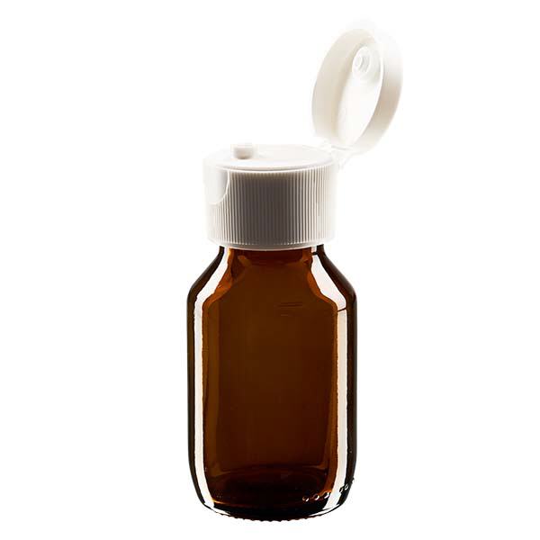 Lahvička na léky 50ml hnědá, s flipperem ApoGlas Lahvička na léky 50ml hnědá, s flipperem ApoGlas