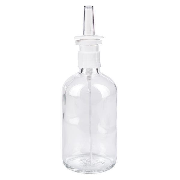 Lékárenská lahvička čirá 100ml nosní sprej bílá standard. Lékárenská lahvička čirá 100ml nosní sprej bílá standard.