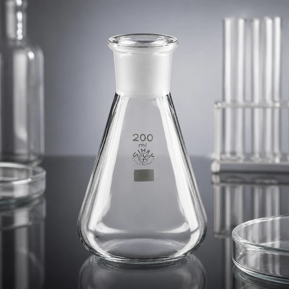 Erlenmeyerova baňka 200ml se standardním broušeným spojem (29/32)