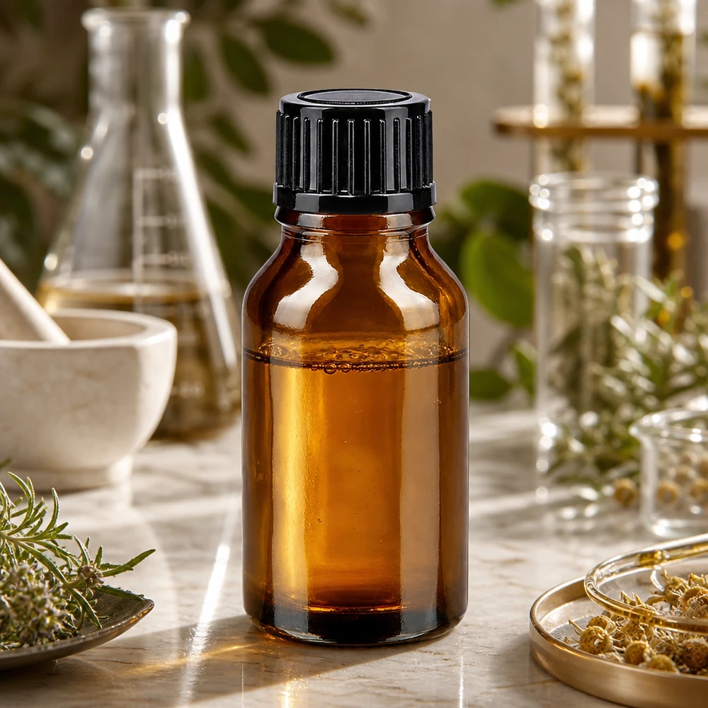 Nachfüllbare Tropfflasche 15ml Braunglas mit schwarzem Verschluss für Kräuteröle