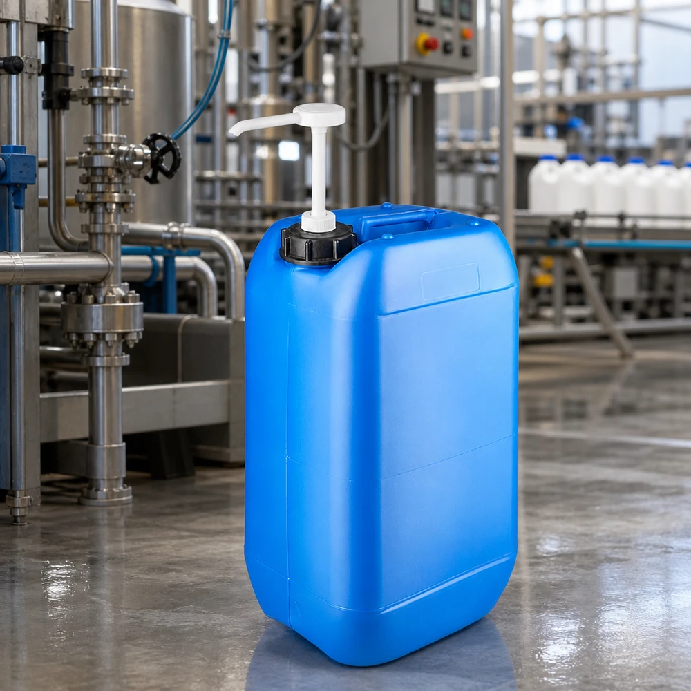 Kanystr 15 litrů modrý s dávkovacím čerpadlem Verschließbarer 15 Liter Blaukanister mit Langstiel-Dosierpumpe zur präzisen Flüssigkeitsdosierung