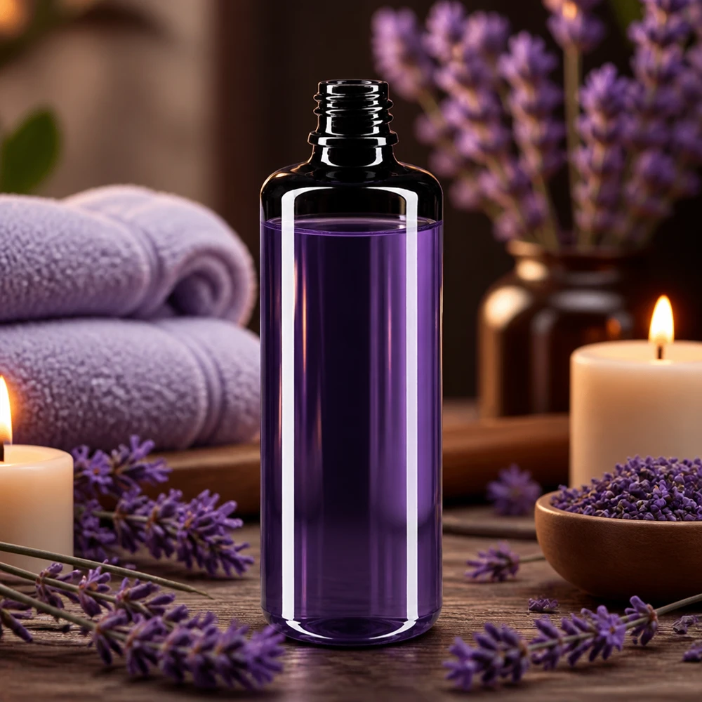 Fialová skleněná lahvička 50ml DIN 18 (Mironglas) Tropfflasche Orion 50ml aus Miron Violettglas perfekt für Kosmetik und Wellness Anwendungen geeignet