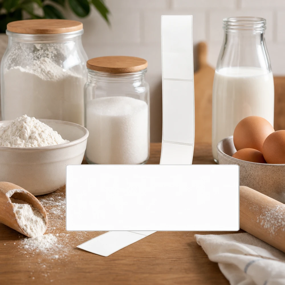 Beschriftungsetiketten 54x154,5mm für Backzutaten und Küchenorganisation in gemütlicher Landhaus-Küche