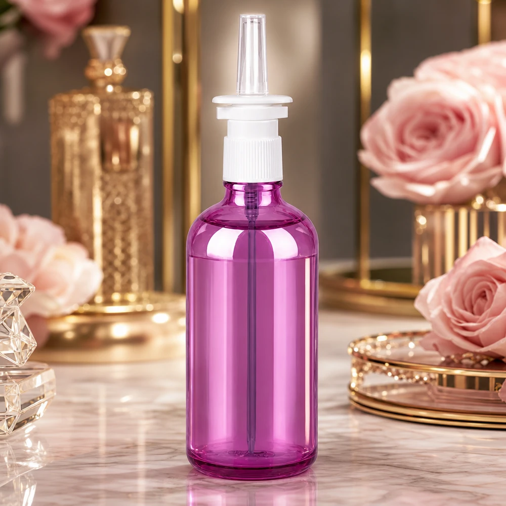 100ml lahvička s nosním rozprašovačem bílá/transparentní standardní PurpleLine UT18/100 Funktionale violette Sprayflasche 100ml mit optimaler Größe für tägliche nasale Behandlungen