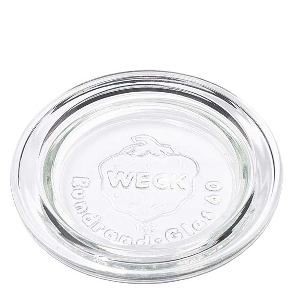 Víko na zavařovací sklenice WECK RR60 WECK Glasdeckel RR60 rund transparent mit geprägtem Logo für Einmachgläser und Weckgläser