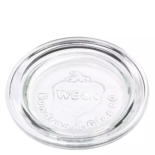 Víko na zavařovací sklenice WECK RR60 WECK Glasdeckel RR60 rund transparent mit geprägtem Logo für Einmachgläser und Weckgläser