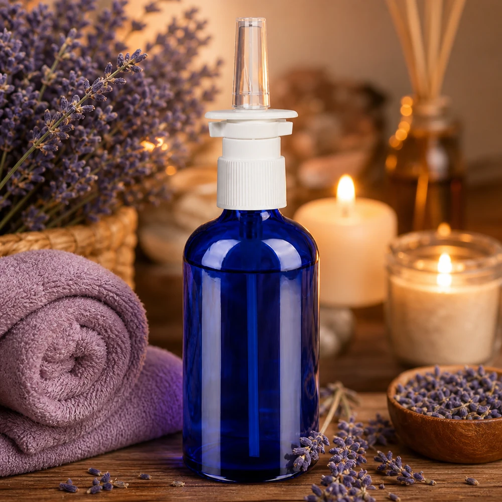 100ml lahvička na nosní sprej černá bílá/průhledná standardní uzávěr BlueLine UT18/100 Hochwertige Nasensprayflasche 100ml BlueLine Serie mit optimaler Sprühleistung für Therapie