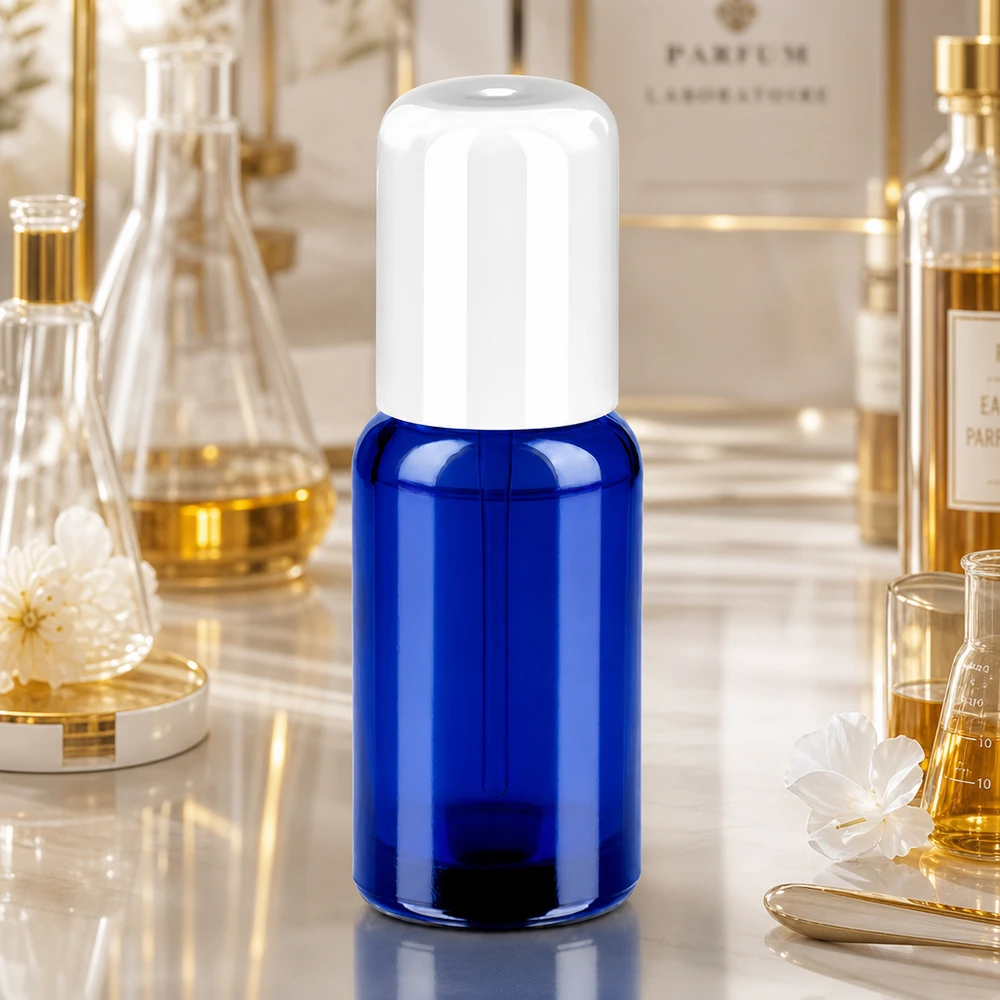 20ml roll-on lahvička bílá standardní uzávěr BlueLine UT18/20 20ml Roll-On Flasche mit langlebigem weissen Verschluss für wiederverwendbare Nutzung